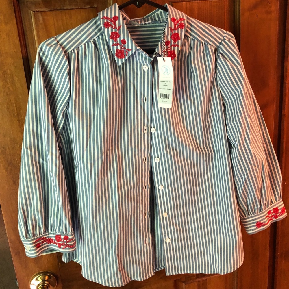 Draper James embroidered button down blouse
